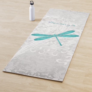Mat de yoga personalizado de la libélula verde azu