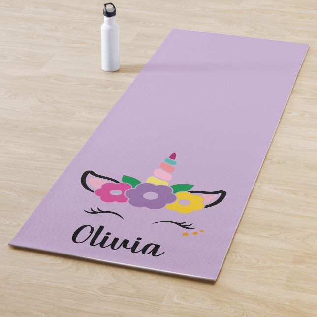 Mat de yoga personalizado de lavanda con unicornio (In situ)