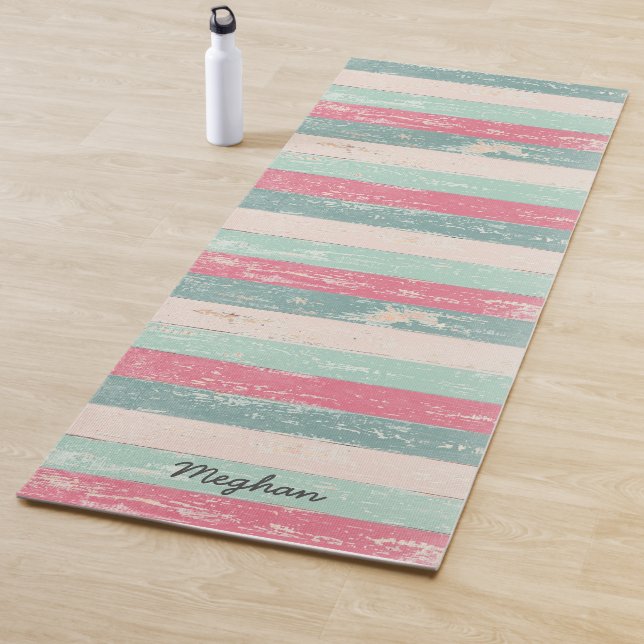 Mat de yoga personalizado de madera pastel con pro (In situ)