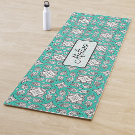 Mat de yoga personalizado de Mandala verde azulada