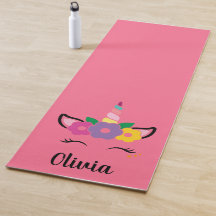 Mat de yoga personalizado rosa de Unicornio arcoir