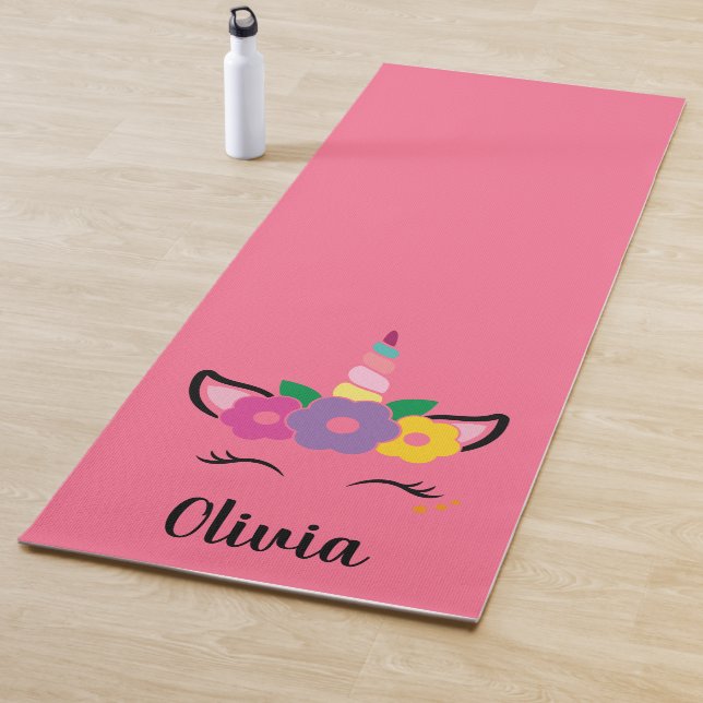 Mat de yoga personalizado rosa de Unicornio arcoir (In situ)