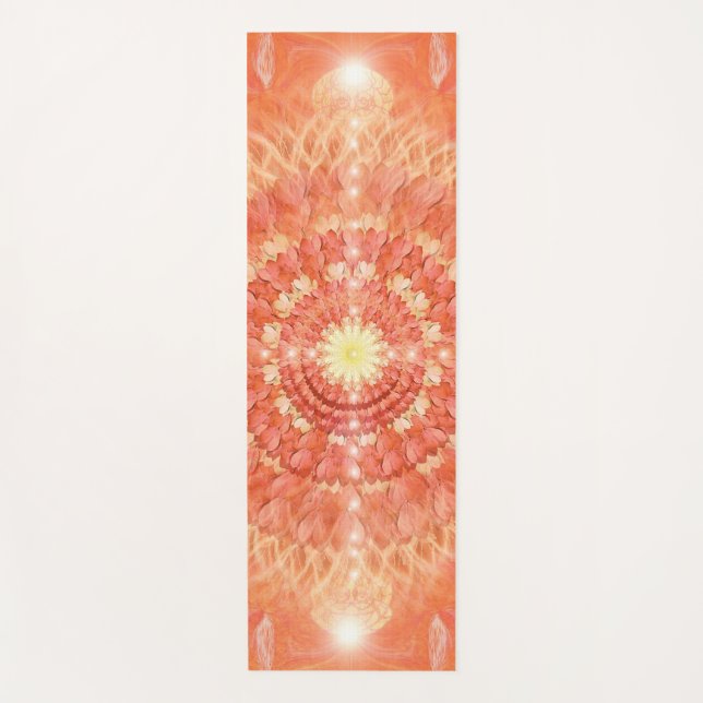 Mat de yoga RAW, Naranja, Mandala de flores, Sun (Anverso)