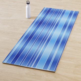 Mat de yoga rayado azul de onda lenta personalizad