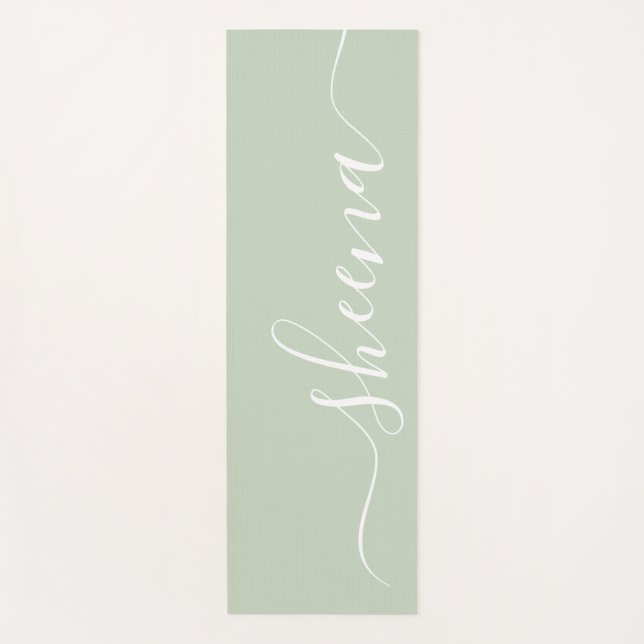 Mat de yoga verde sabio personalizado (Anverso)