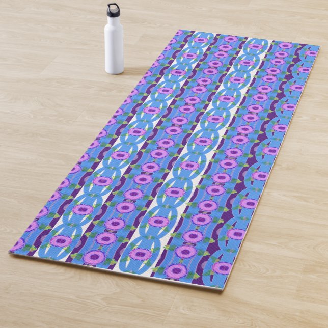 Mat decorativo largo en azul y púrpura (In situ)