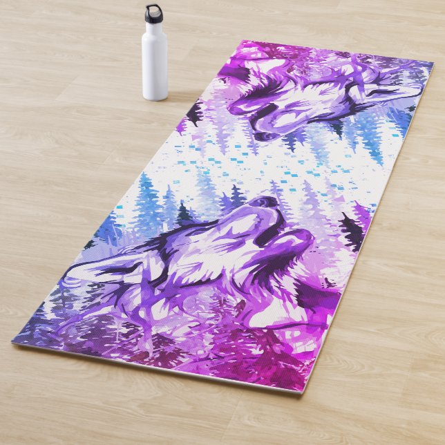 Mat Wolf Yoga Mat - Colorful Wolf Fitness Mat (In situ)
