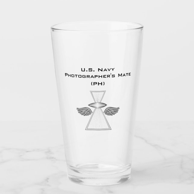 Mate del fotógrafo (PH) con alas Tumbler de vidrio (Anverso)