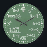 Matemáticas Ecuaciones matemáticas Reloj con Minut<br><div class="desc">Este divertido y caprichoso reloj de pared personalizado es perfecto para los amantes de las matemáticas. ¡Prueba tu aritmética! El reloj tiene ecuaciones matemáticas en lugar de números. Hay algunas adiciones, sustracción, multiplicación, división, porcentajes, fracciones, álgebra, raíz cuadrada y poderes. Parecen tiza blanca escrita en una pizarra verde. El reloj...</div>