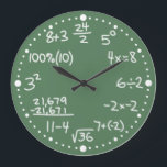 Matemáticas Ecuaciones matemáticas Reloj con Minut<br><div class="desc">Este divertido y caprichoso reloj de pared personalizado es perfecto para los amantes de las matemáticas. ¡Prueba tu aritmética! El reloj tiene ecuaciones matemáticas en lugar de números. Hay algunas adiciones, sustracción, multiplicación, división, porcentajes, fracciones, álgebra, raíz cuadrada y poderes. Parecen tiza blanca escrita en una pizarra verde. El reloj...</div>