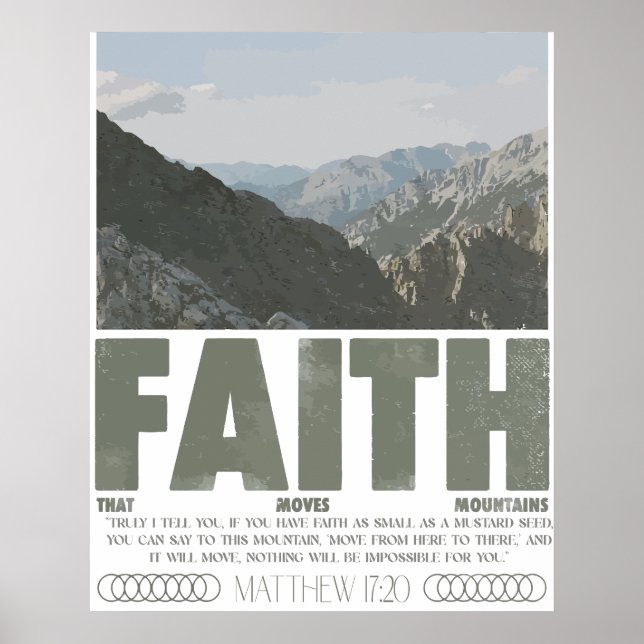 Mateo 17:20 La Fe Puede Mover Montañas Póster (Frente)