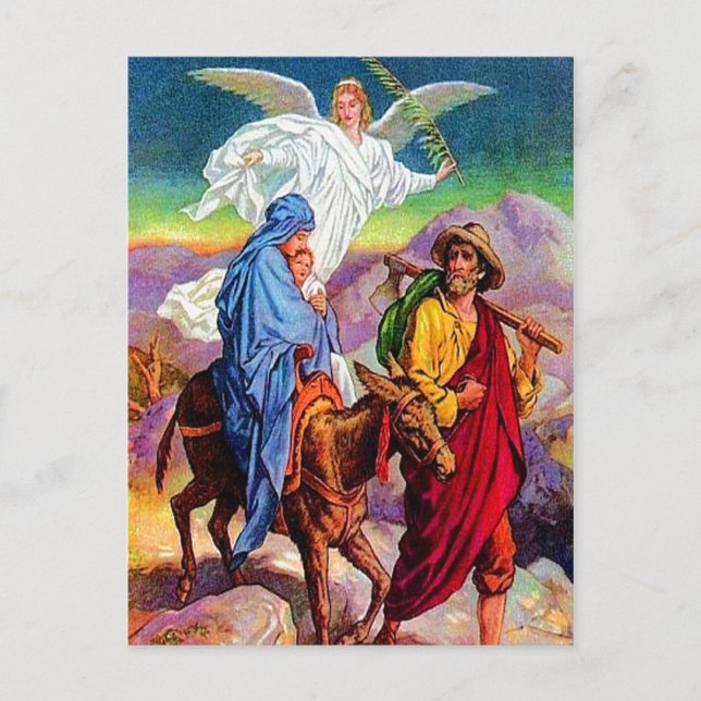 Mateo 2:13-18 Huyendo a la tarjeta postal de Egipt (Anverso)