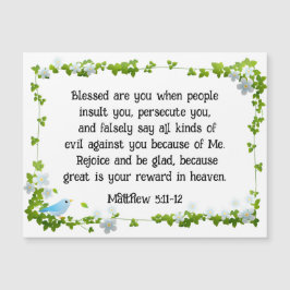 Mateo 5:11-12 Bienaventurado tu tarjeta magnética