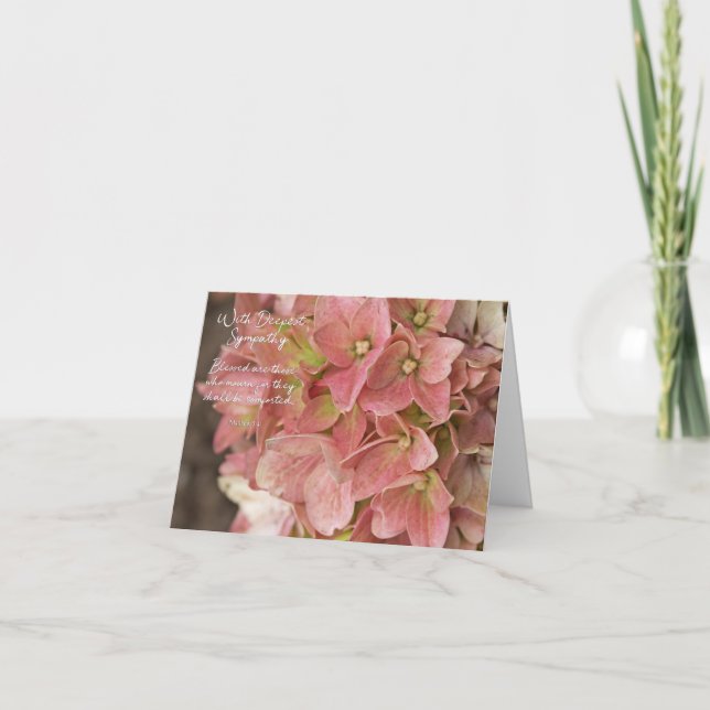 Mateo 5:4 Tarjeta de solidaridad Hydrangea (Anverso)
