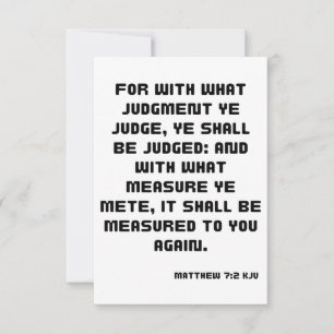 Mateo 7:2 Tarjeta de saludo plana de la Biblia con