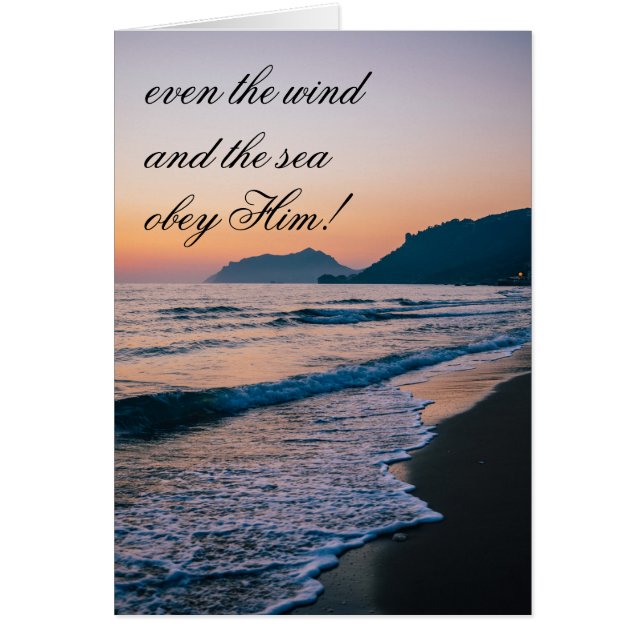 Mateo 8:27 Jesús calmó la tormenta, Biblia Card (Frente)