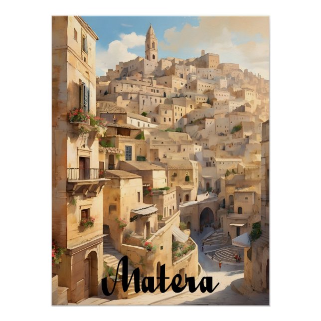 Matera Italy Historic Town Travel Poster (Anverso)