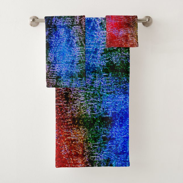 Material rojo y azul desollado con pintura al óleo (In situ)