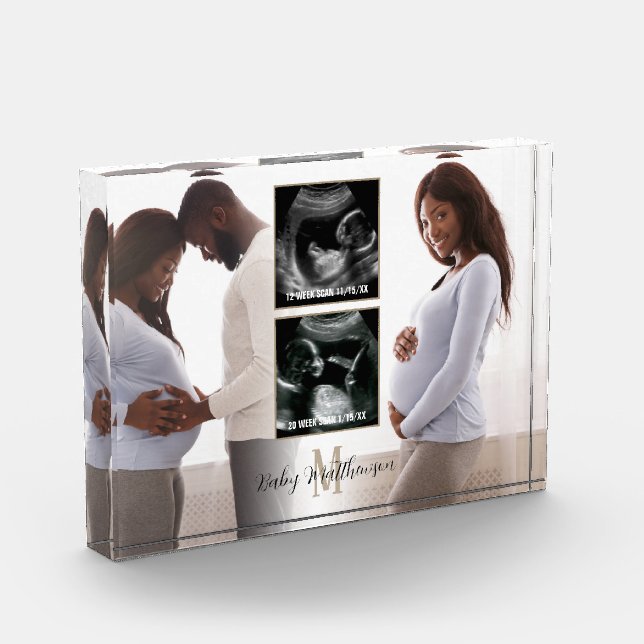 Maternidad Keepsake 4 fotos Monograma inicial (Izquierda)