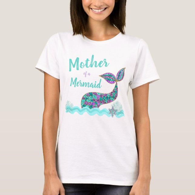 Maternidad Madre de una sirena, camiseta de cumple (Anverso)