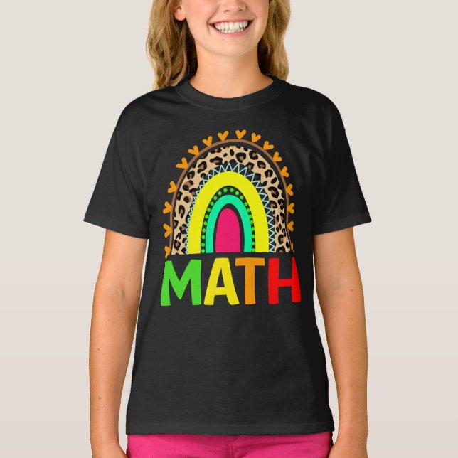 Math Rainbow Leopard vuelve a la camiseta escolar (Anverso)
