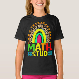 Math Stud Rainbow Leopardo vuelve a la camiseta es