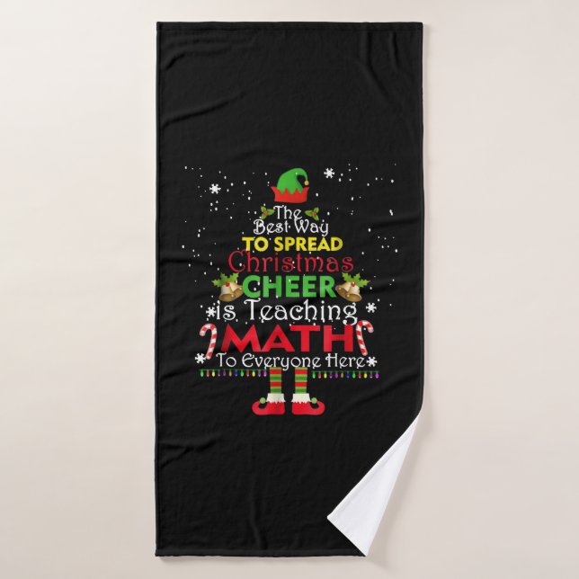 Math Teacher Navidades Shirt Elf Navidades Saludos (Toalla de baño)