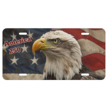 America250 License Plate, Eagle USA Flag