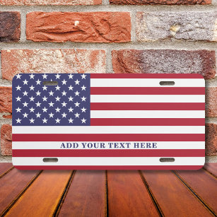 Matrícula Bandera estadounidense agrega texto a tu Personali