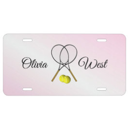 Matrícula Deporte rosado de tenis con nombre
