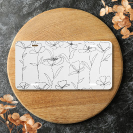 Matrícula Flor silvestre de adormidera blanca y negra con sa