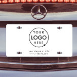 Matrícula Logotipo comercial | Blanco blanco limpio y simple<br><div class="desc">Una plantilla sencilla de placa de matrícula de coche de negocios blanco y personalizado en un estilo minimalista moderno que se puede actualizar fácilmente con el logotipo de su empresa y los detalles de su negocio.</div>