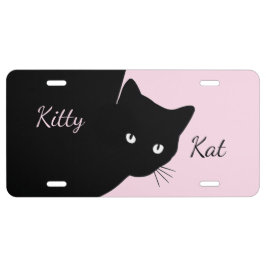 Matrícula Sly Black Cat Pink Añadir Monograma o Nombres