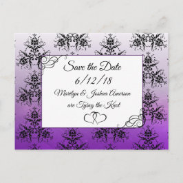 Matrimonio Damask Purpl Negro Guardar la postal de