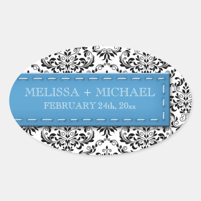 Matrimonio de Damasco con manchas azules Pegatinas (Anverso)