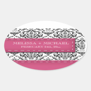Matrimonio de Damasco con Pink y grandes Pegatinas