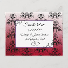 Matrimonio de damasco marrón negro salva la postal
