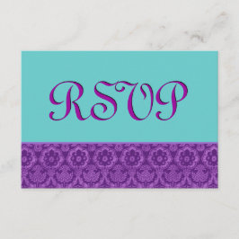 Matrimonio de Damasco Vintage púrpura y Aqua RSVP