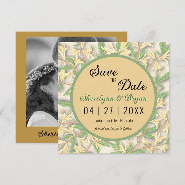 Matrimonio de fotos para honeysuckle Guardar tarje (Anverso / Reverso)