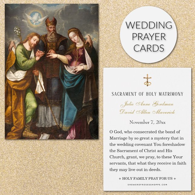 Matrimonio de la Sagrada Tarjeta de Boda Católico (Traditional Catholic Wedding Prayer Cards with the Virgin Mary and St. Joseph)