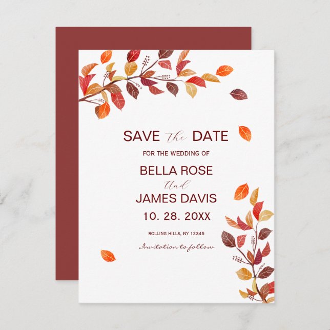 Matrimonio de leafs de la rama de otoño salva la f (Anverso / Reverso)