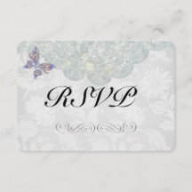 Matrimonio de mariposa y encaje RSVP de 3,5" x 5"