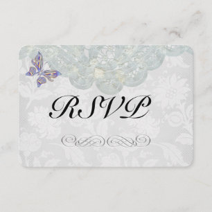 Matrimonio de mariposa y encaje RSVP de 3,5" x 5"