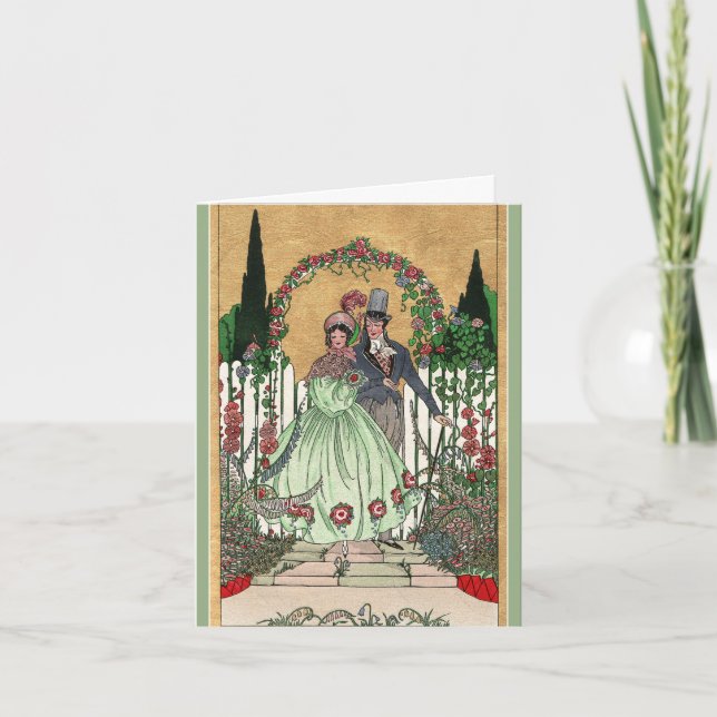 Matrimonio de vintage, tarjeta de boda de aniversa (Anverso)