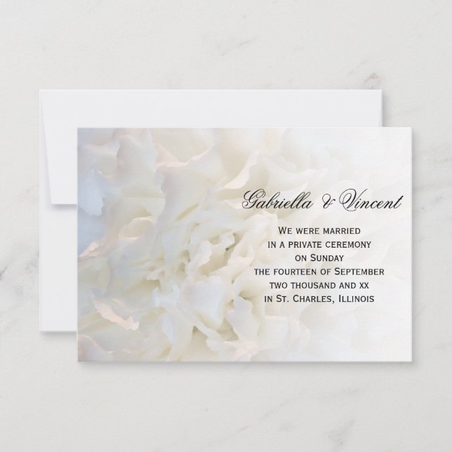 Matrimonio floral blanco / Invitación de Elopement (Anverso)