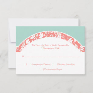 Matrimonio fotográfico Coral y Mint Damask RSVP