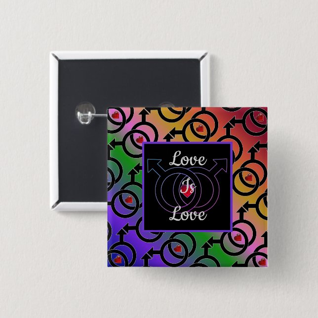 Matrimonio gay amor es amor botón arcoiris (Anverso y reverso)
