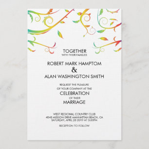 Matrimonio gay arcoiris Vines florales Invitación