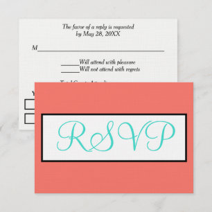 Matrimonio geométrico Coral Turquoiss RSVP