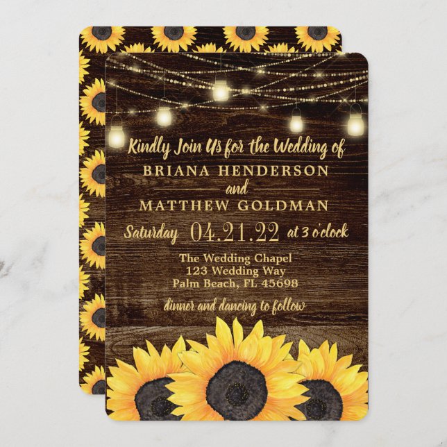 Matrimonio rústico Mason Jar enciende invitación (Anverso / Reverso)